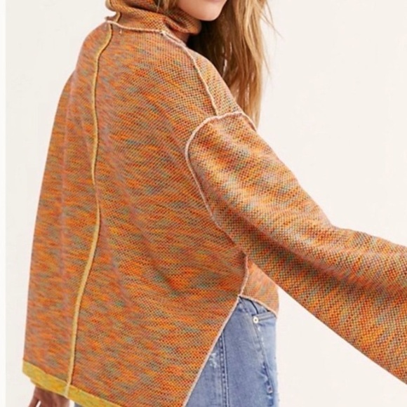 Free People Sunny Days Orange turtleneck top small NWT - Picture 2 of 9
